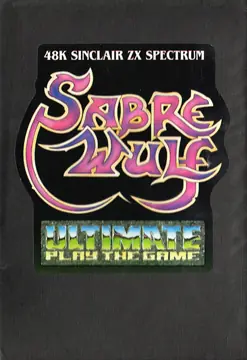 The Sabre Wulf big box for the 48K ZX Spectrum: the pink logo on black, with the Ultimate Play The Game logo