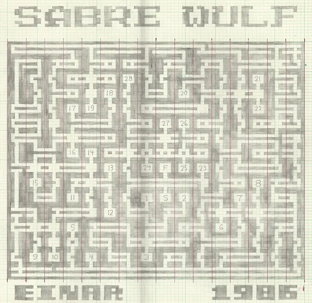 Einar, 1986: map of the Sabre Wulf jungle