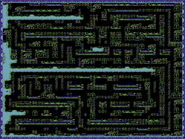 Map of Willow Pattern: a maze of paths through a Chinese garden, with pagodas, bridges and a river
