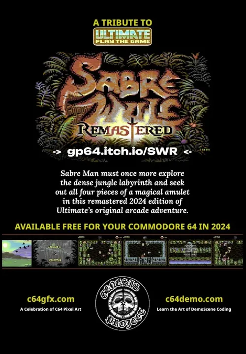 Sabre Wulf Remastered advert: a tribute to Ultimate, available free for your Commodore 64