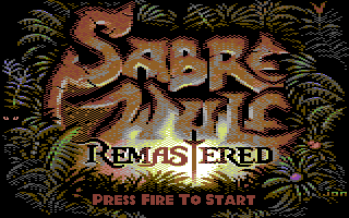 Title screen: Sabre Wulf Remastered, press fire to start